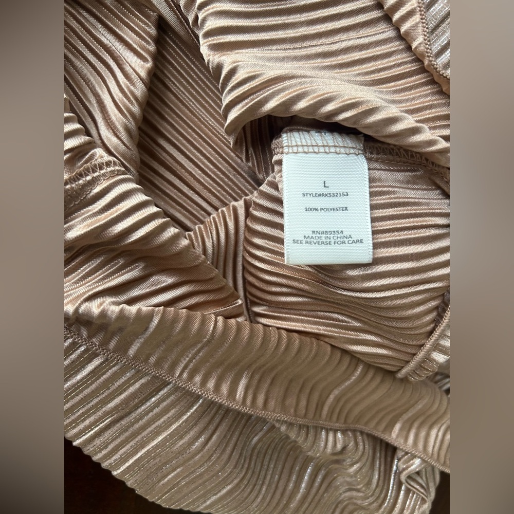 NEW NO comment Pleated Maxi Slip Dress in Champagne with Bow Detail - Picture 6 of 7